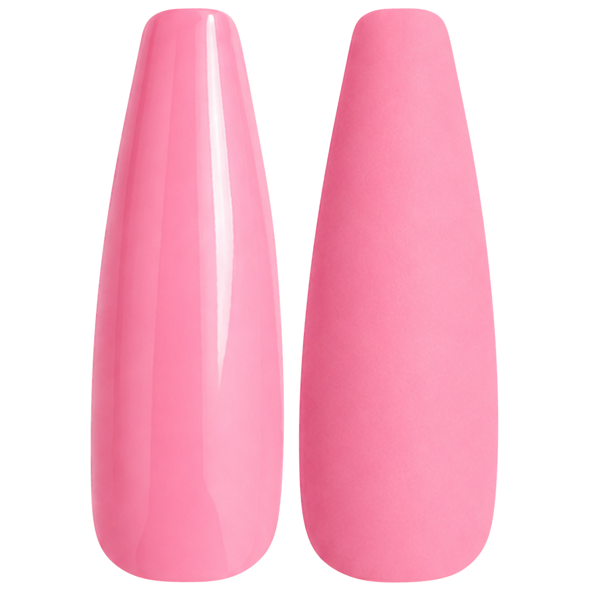 Glossy and matte candy pink nail swatches for BEMI Creami Gossip O23.