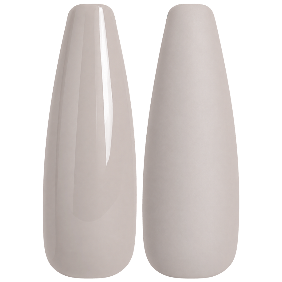 Glossy and matte cool mauve taupe nail swatches for BEMI Creami Mink N01.