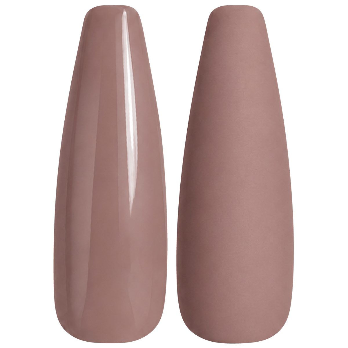 Glossy and matte muted rose brown nail swatches for BEMI Creami Tryst N06.