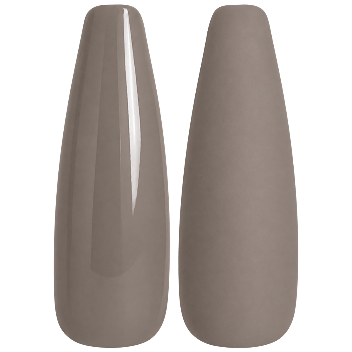 Glossy and matte deep smoky taupe nail swatches for BEMI Creami Velour N08.