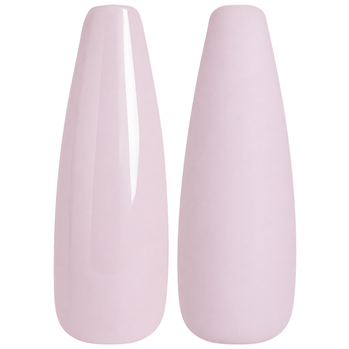 Glossy and matte sheer pale pink nail swatches for BEMI Creami Whisper SN01.
