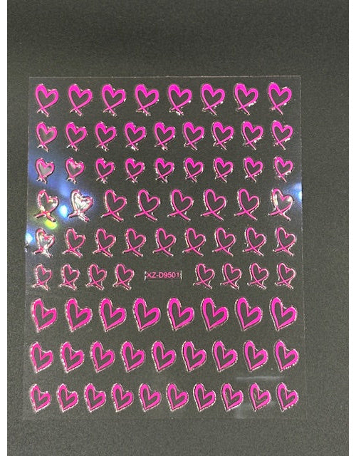 Coconoir Beauty Nail Decal 3D Heart Pink nail decal sheet