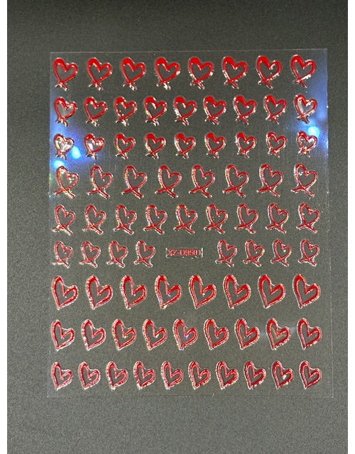 Coconoir Beauty Nail Decal 3D Heart Red nail decal sheet