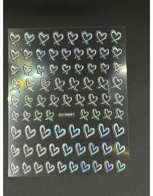 Coconoir Beauty Nail Decal 3D Heart Holographic nail decal sheet