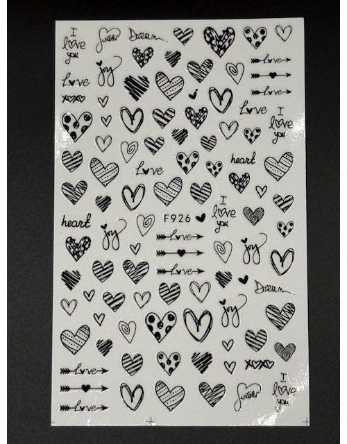 Coconoir Beauty Nail Decal Valentines Black #2 nail decal sheet