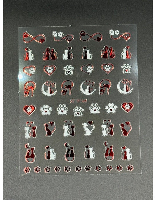 Coconoir Beauty Nail Decal Valentines Red/White 5 2pk nail decal sheet