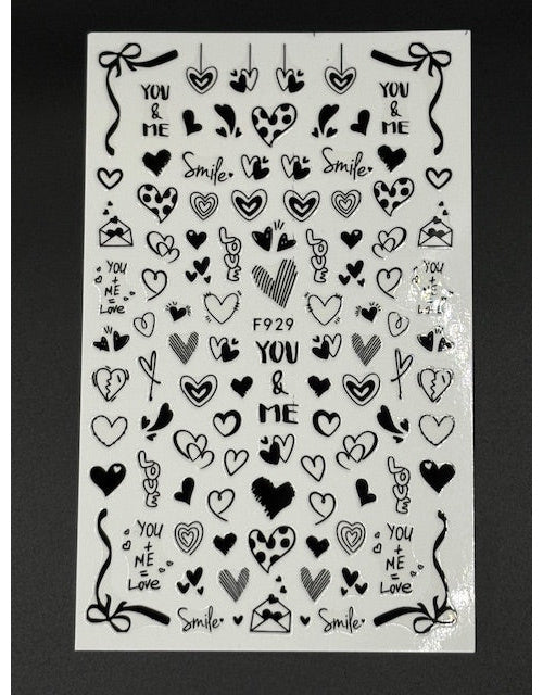 Coconoir Beauty Nail Decal Valentines Black #4 nail decal sheet