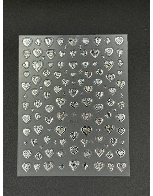 Coconoir Beauty Nail Decal Foil Heart Silver nail decal sheet