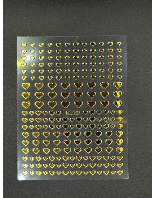 Coconoir Beauty Nail Decal 3D Gold Hearts nail decal sheet