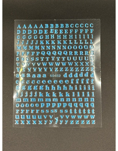 Coconoir Beauty Nail Decal Letters Blue nail decal sheet