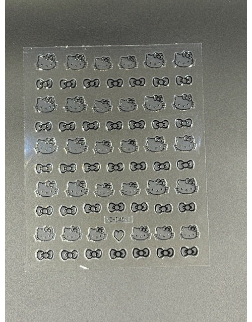 Coconoir Beauty Nail Decal Kitty with Black Bow nail decal sheet