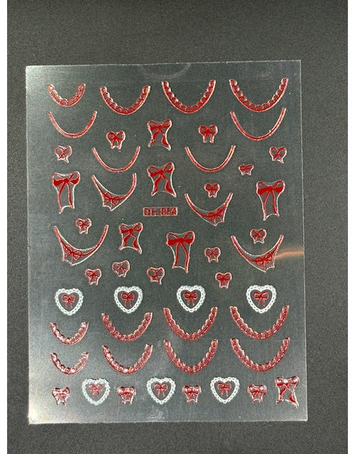 Coconoir Beauty Nail Decal French Bow Red nail decal sheet