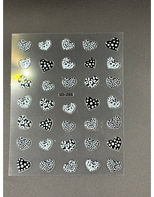 Coconoir Beauty Nail Decal Leopard Heart Black nail decal sheet