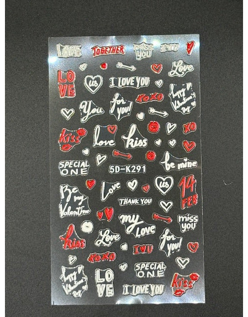 Coconoir Beauty Nail Decal 5D Valentines #3 nail decal sheet