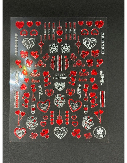Coconoir Beauty Nail Decal Valentines Red #3 nail decal sheet