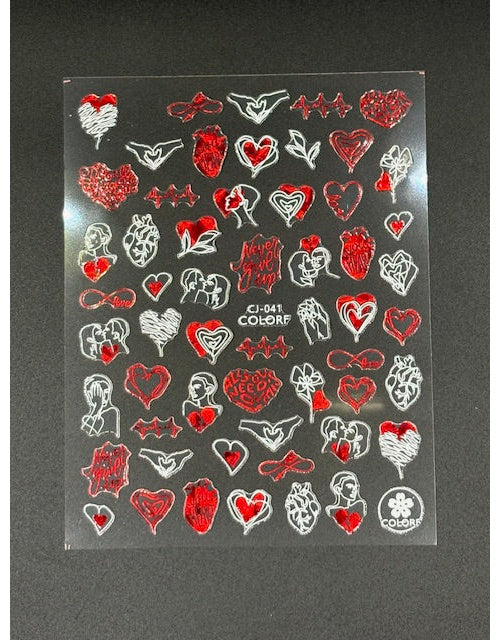 Coconoir Beauty Nail Decal Valentines Red #6 nail decal sheet