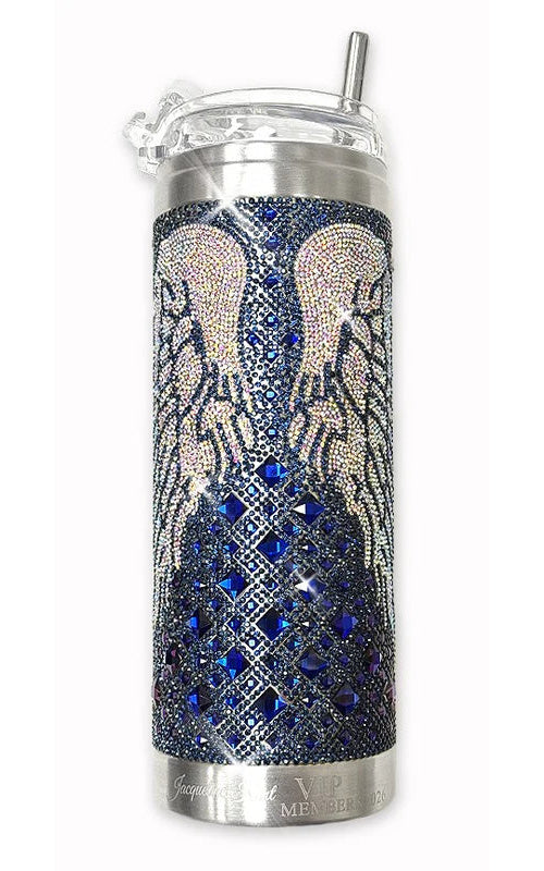 Jacqueline Kent Crystal Tumbler Divine Navy crystal tumbler with straw
