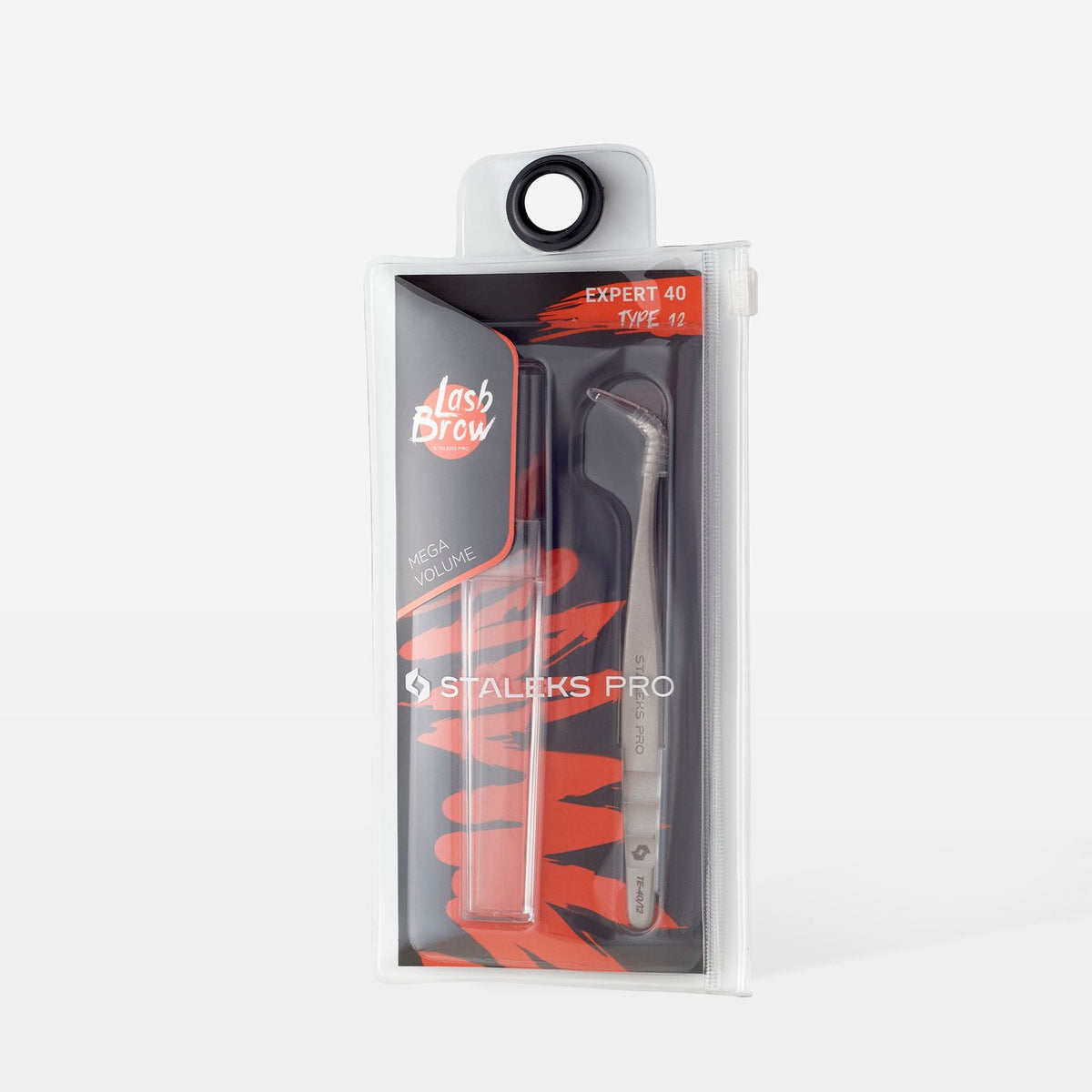 Staleks Volume Crane eyelash tweezers in a clear retail blister pack.