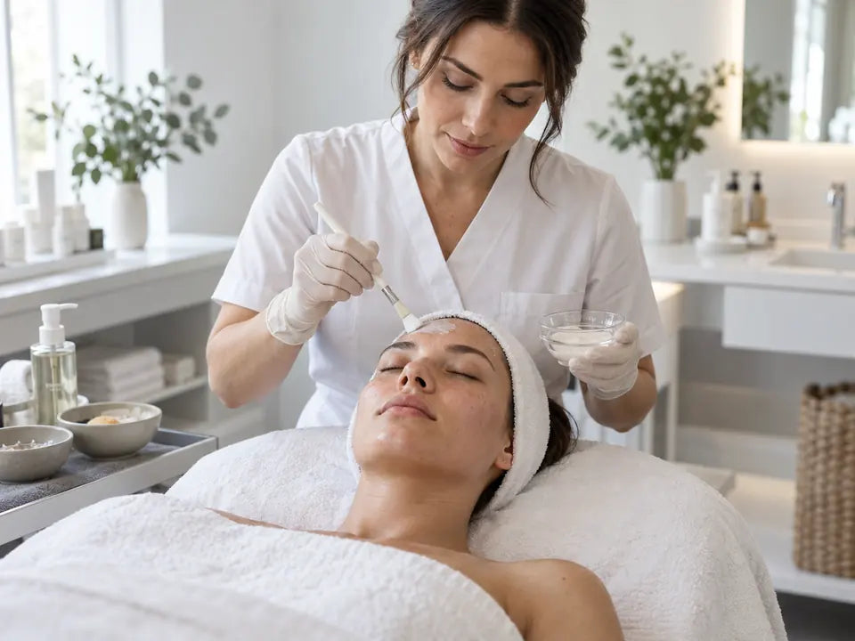 Esthetician providing a facial treatment