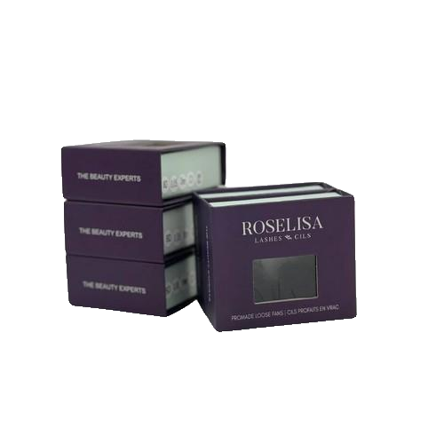 Roselisa D-Curl Loose Promade 8D 14mm Lash Extensions black product packaging