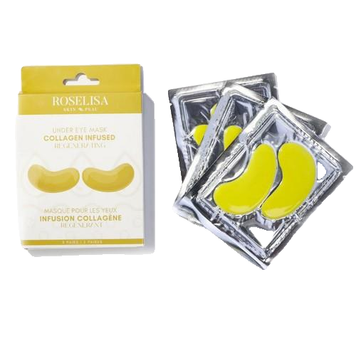 Roselisa Collagen Infused Regenerating Eye Patch 3 Pair box with eye patch sachets