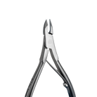 Close-up of the Staleks Classic 12 cuticle nipper 5mm half jaw against a dark blue background.
