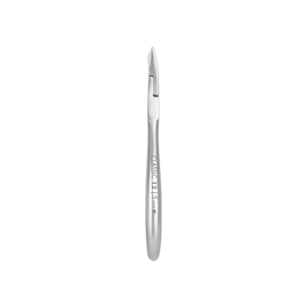 Side profile of the Staleks Classic 12 cuticle nipper showing the 5mm jaw marking.