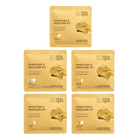 Six gold-colored Fizzipedi+ Manicure & Pedicure Kit single-use packet sachets arranged in a grid on a light gray background.