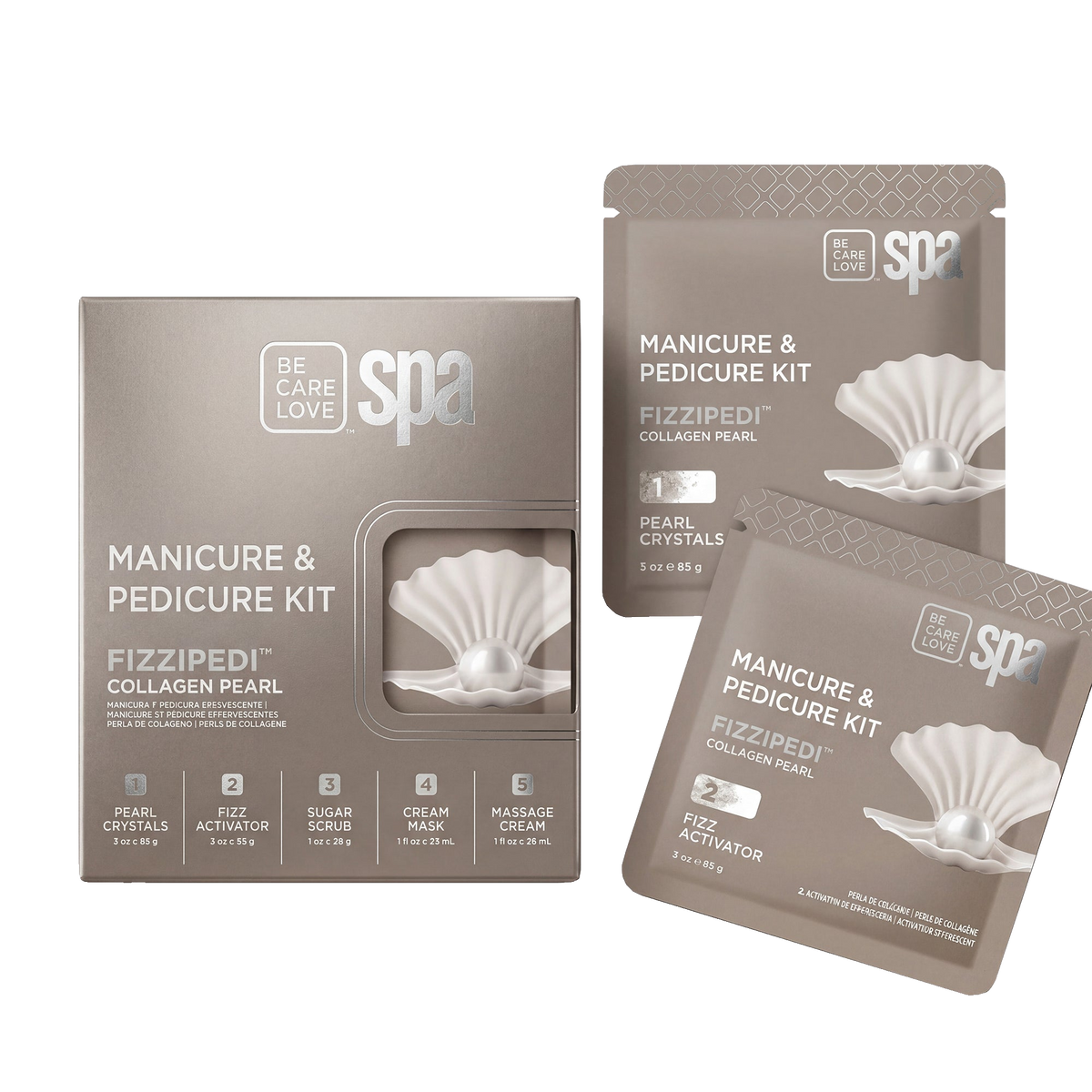 BCL Fizzipedi 5 Step Manicure & Pedicure Kit Collagen Pearl complete manicure and pedicure treatment set