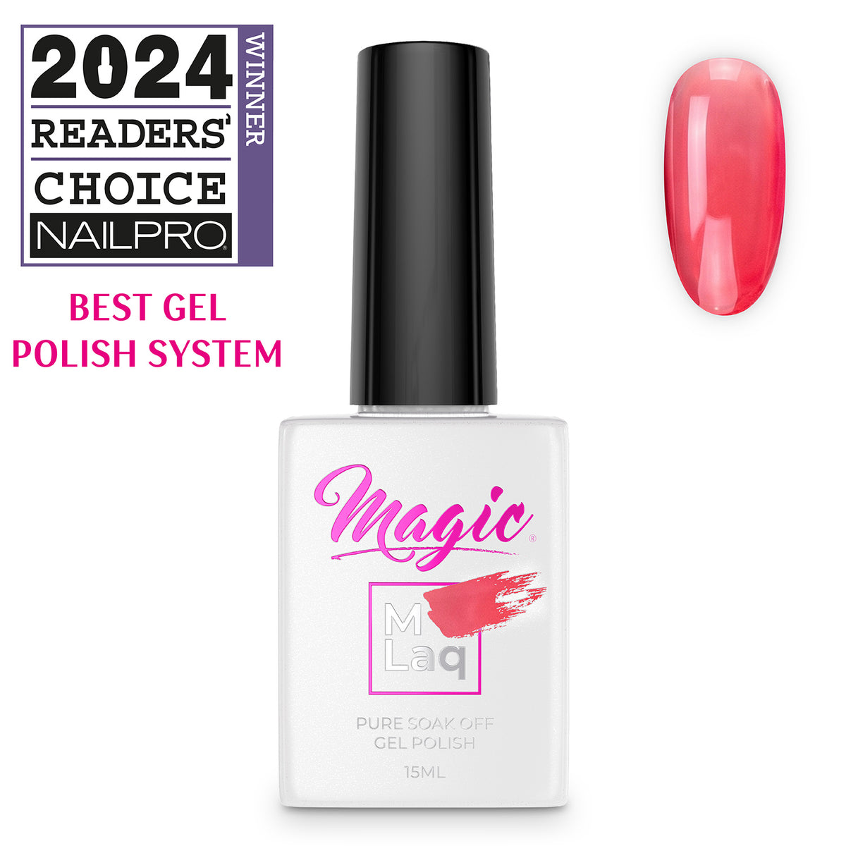 Magic MLaq MLaq Jelly Fire Red gel polish, 15 ml