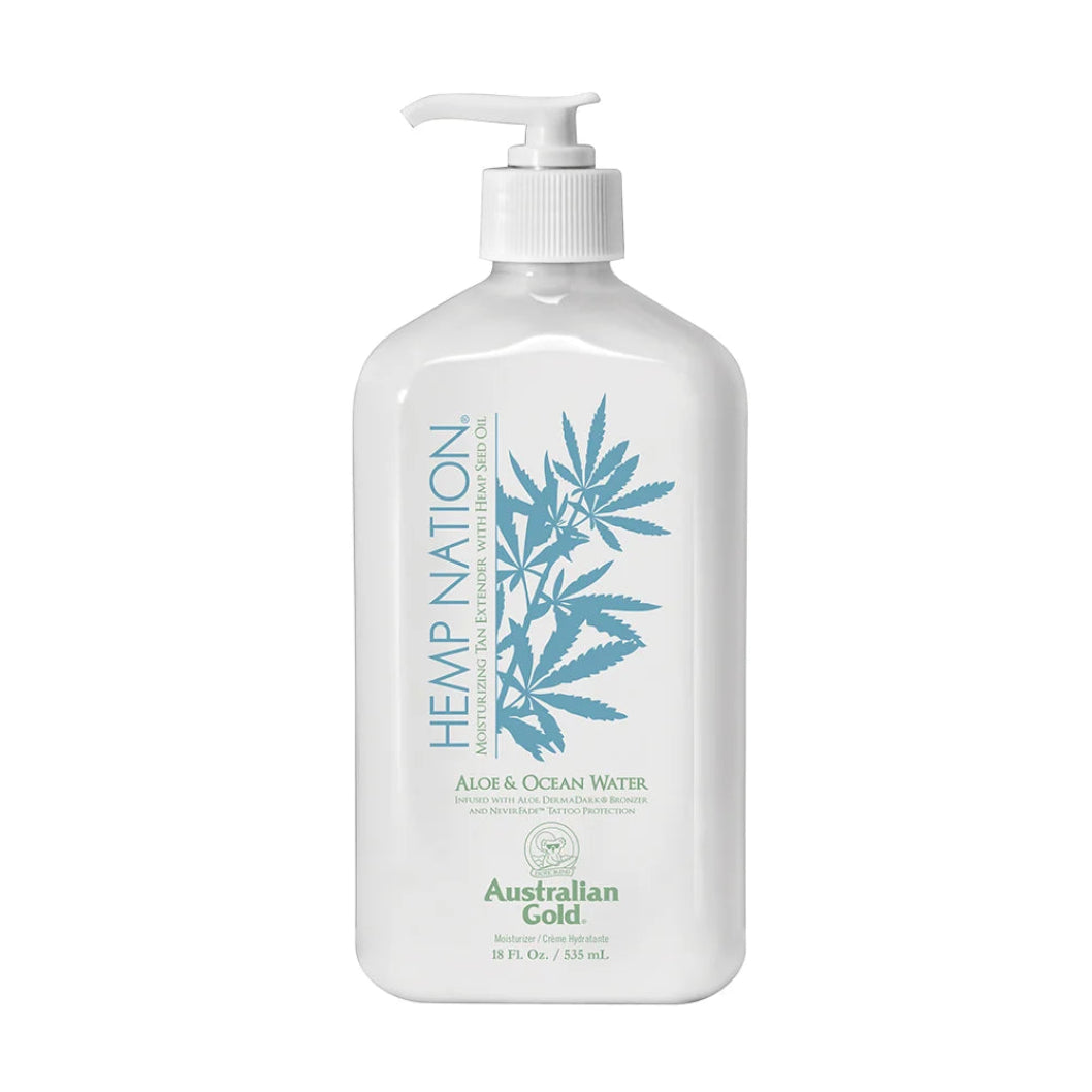 White bottle of Hemp Nation product with pump on a white background