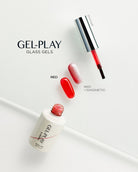 Akzentz Gel-Play Glass Red bottle and translucent gel on glass palette