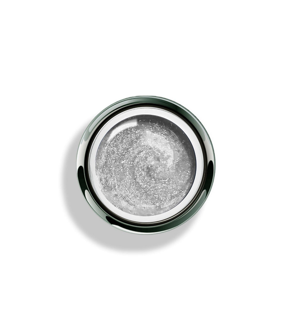 Akzentz Gel-Play Glitter Silver professional nail art gel in open jar