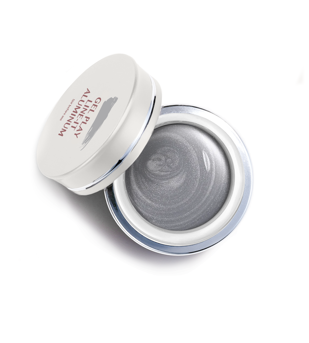 Akzentz Gel-Play Line It Gel Aluminum professional nail art gel in open jar
