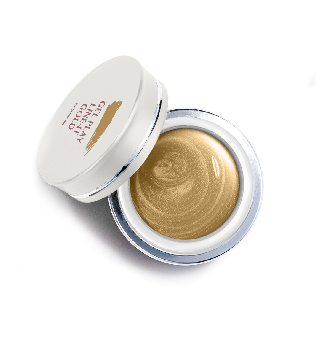 Akzentz Gel-Play Line It Gel Gold professional nail art gel in open jar
