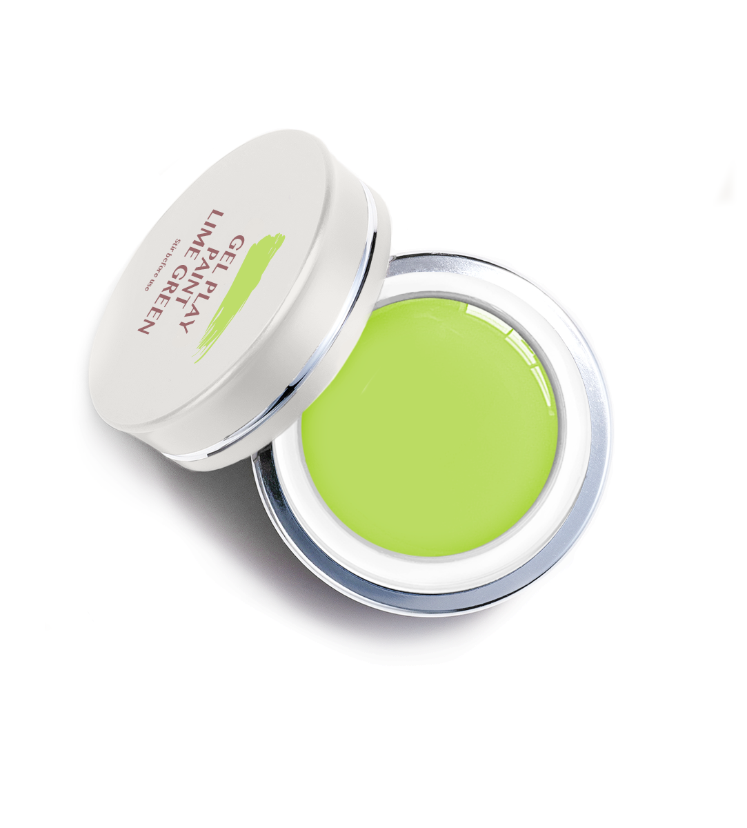 Akzentz Gel-Play Paint Lime Green professional nail art gel in open jar