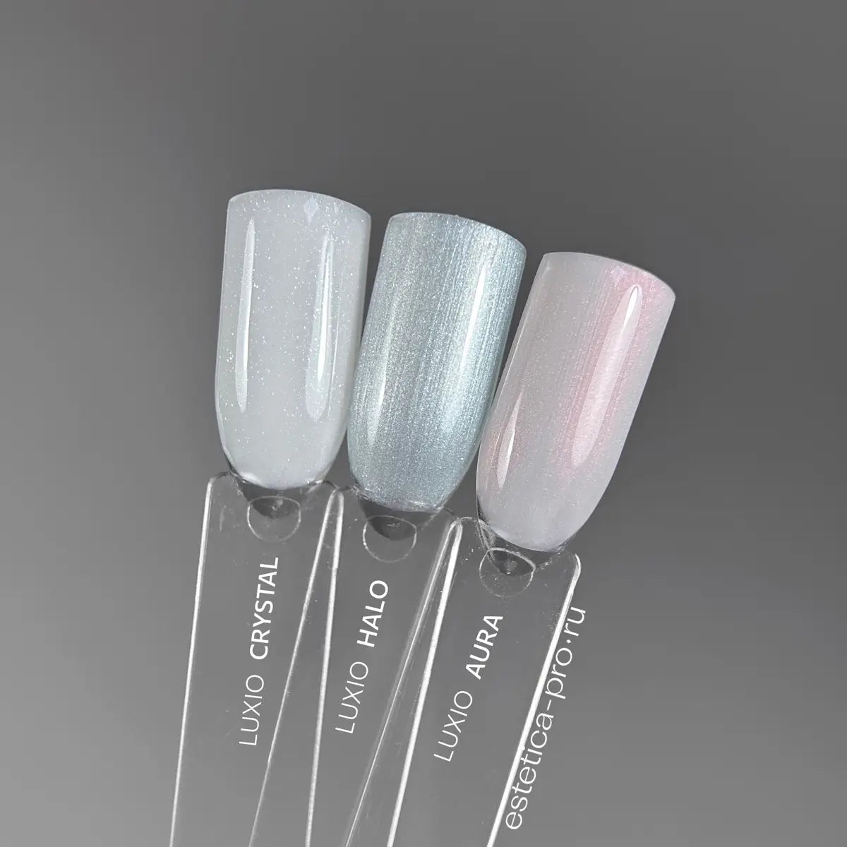 Akzentz Luxio Aura shown in the Aura, Halo, and Crystal color swatch set