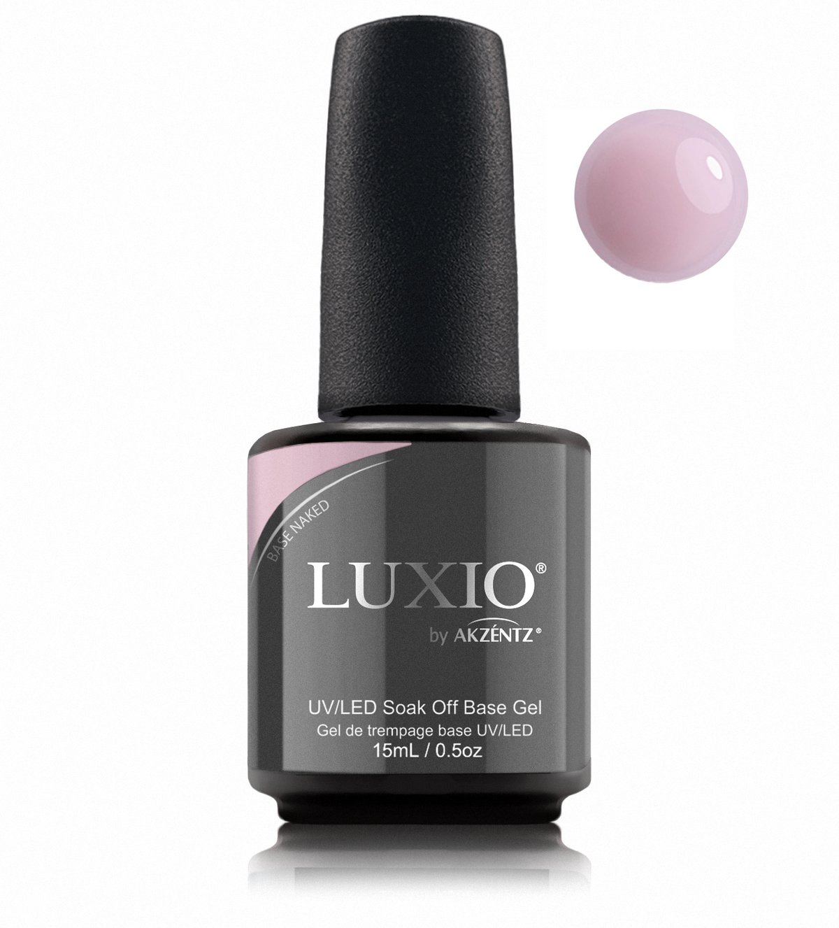 Luxio Naked Base Naked bottle with matching round gel color swatch