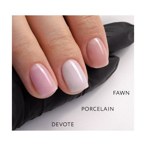 Luxio Build Devote, Porcelain, and Fawn shade comparison