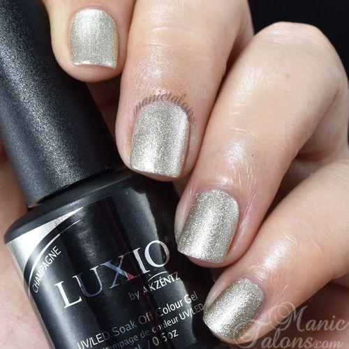 Manicure with Akzentz Luxio Champagne glitter gel