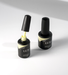 Akzentz Luxio Glow gel polish bottles in a product arrangement