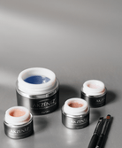 Akzentz Pro-Formance hard gel collection with open gel jars and brush
