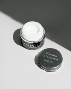 Open Control Ultra White gel jar with labeled lid
