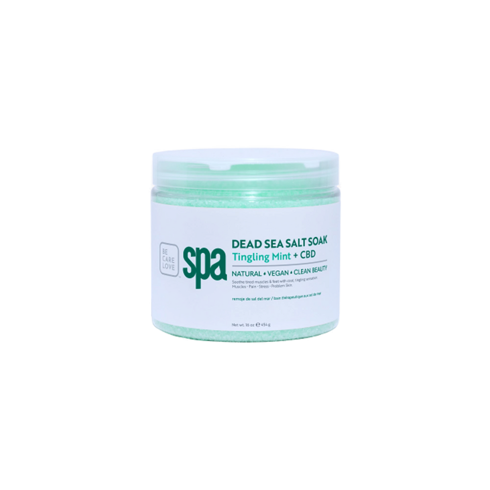 BCL Tingling Mint & CBD Sea Salt Soak 16 oz sea salt soak container