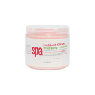 Jar of massage cream with 'spa' branding on a white background