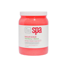 Jar of sugar scrub with 'Be Care Love' branding on a white background