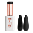BEMI Creami - Ultra Black B01 - 15ml gel polish bottle and colour swatches