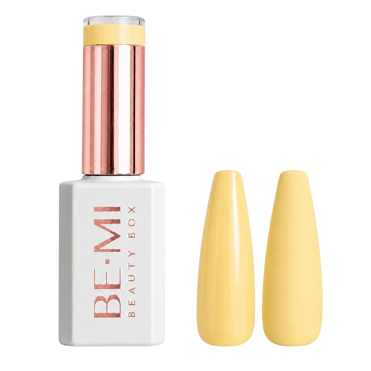 BEMI Creami SS02 Whip Happens gel polish bottle and yellow swatches