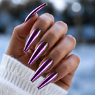 BEMI Iris Chrome shown on long coffin nails