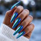 BEMI Lumen Chrome shown on long coffin nails